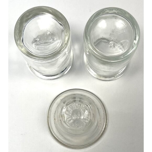 VTG Lot 3 Mini Glass Single Serve CREAMER CONTAINERS (2) & SALT DIP CELLAR DISH - Picture 3 of 3